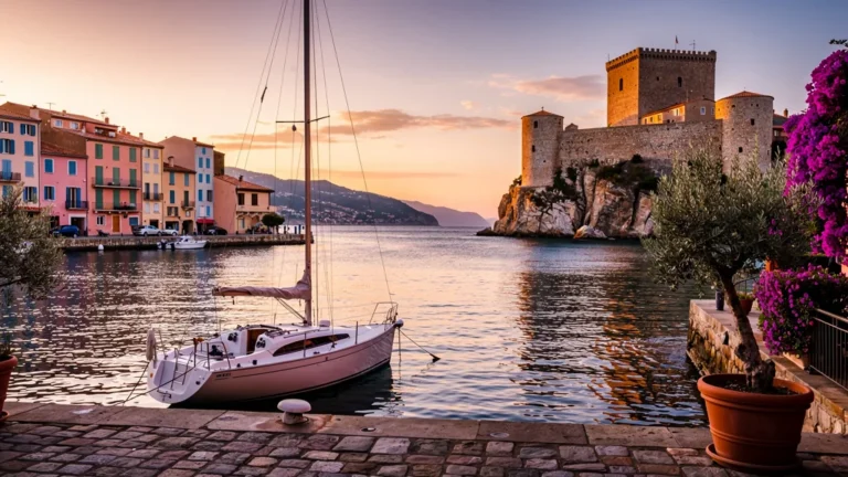 Port de Collioure au coucher de soleil, mouillage paisible pour voileux revenant